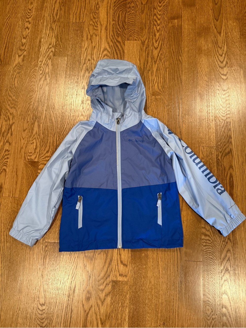 Kids Columbia Three-Tone Blue Hooded Windbreaker